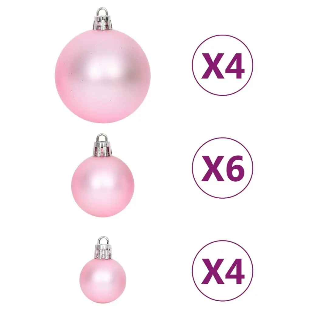 108 Piece Christmas Bauble Set White and Pink 330094