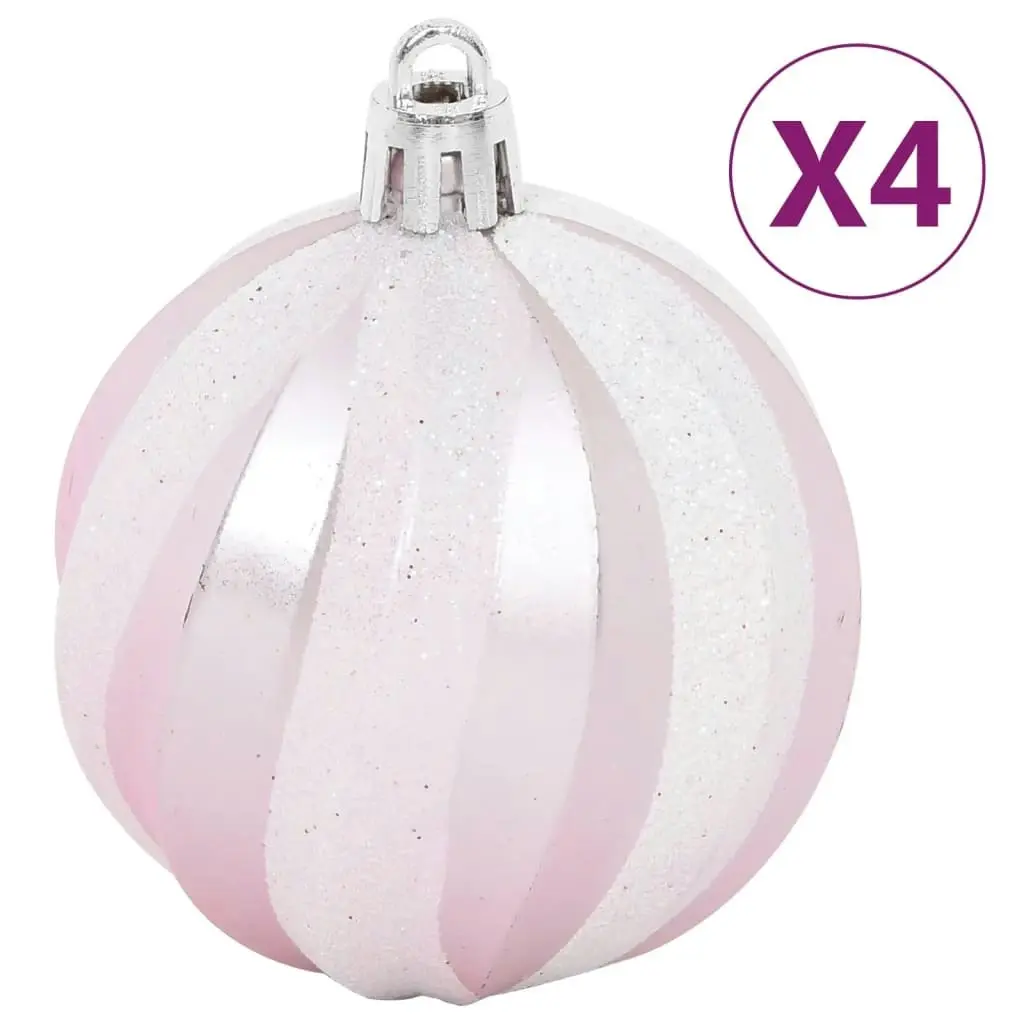 108 Piece Christmas Bauble Set White and Pink 330094