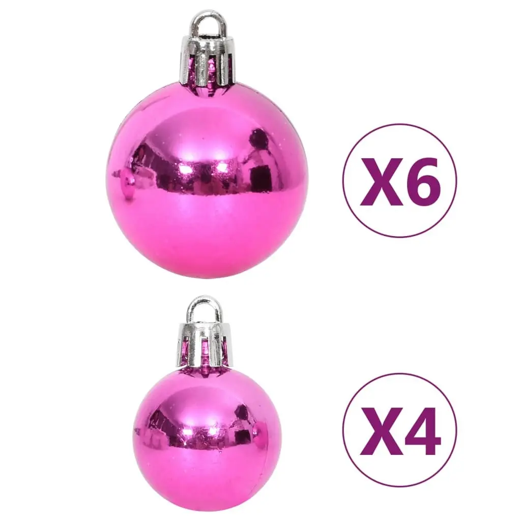 108 Piece Christmas Bauble Set White and Pink 330094