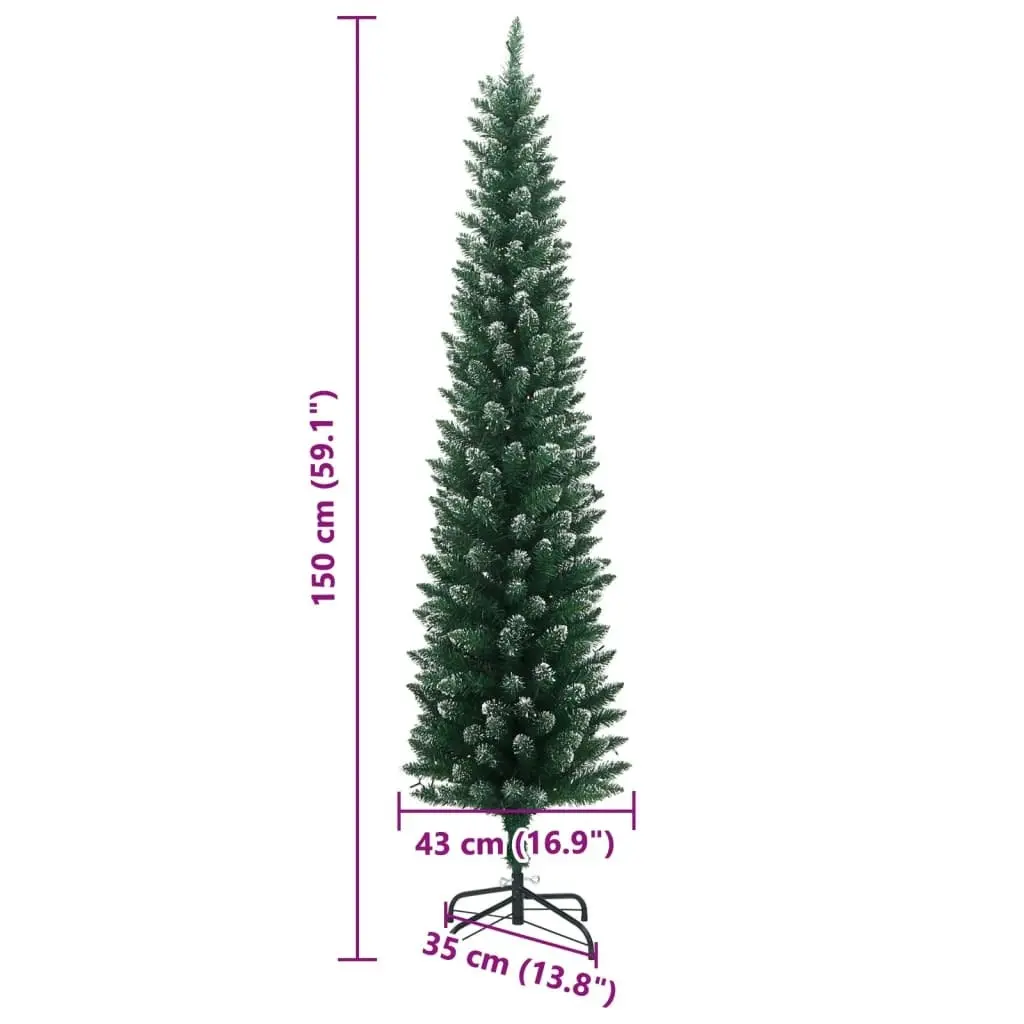 Artificial Slim Christmas Tree 150 LEDs 150 cm 3315759