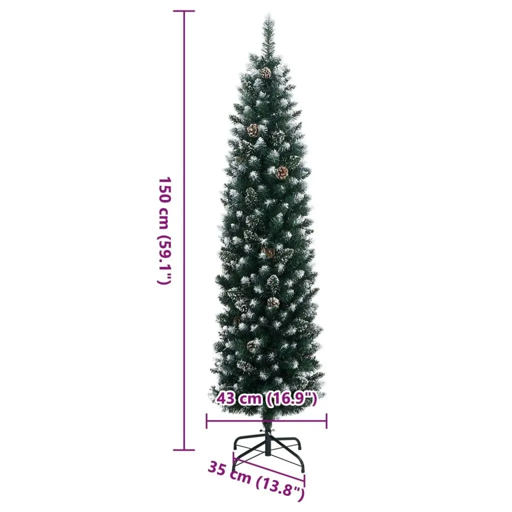 Artificial Slim Christmas Tree 150 LEDs 150 cm 3315779