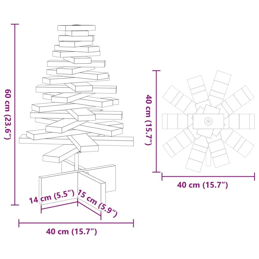 Wooden Christmas Tree for Decoration 60 cm Solid Wood Pine 858198