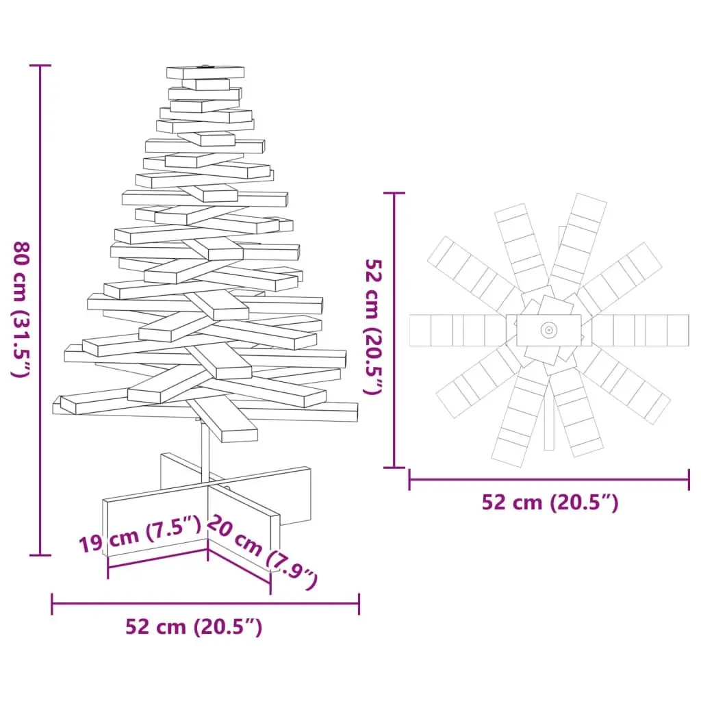 Wooden Christmas Tree for Decoration 80 cm Solid Wood Pine 858201