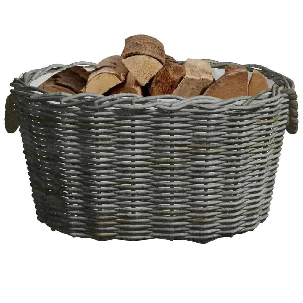 Firewood Basket with Carrying Handles 59x42x28 cm Grey Willow 286985