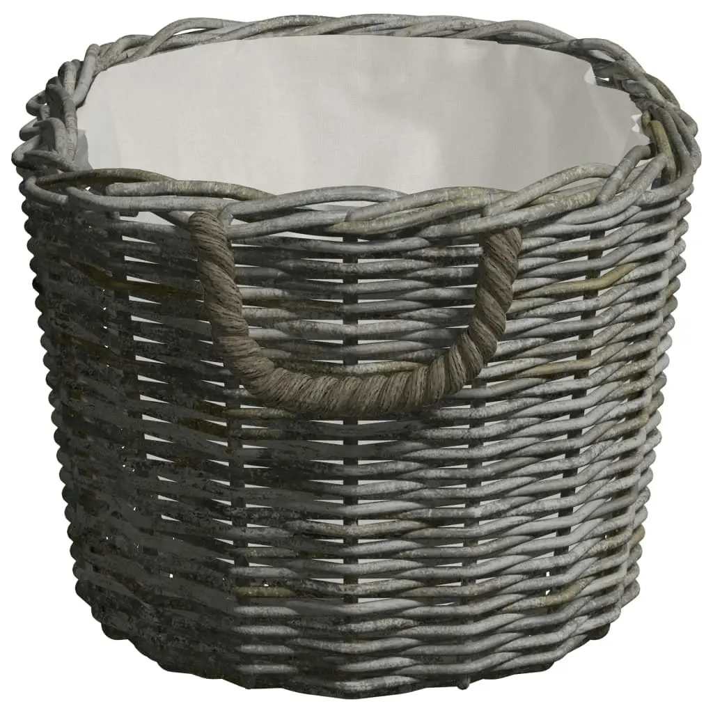 Firewood Basket with Carrying Handles 59x42x28 cm Grey Willow 286985