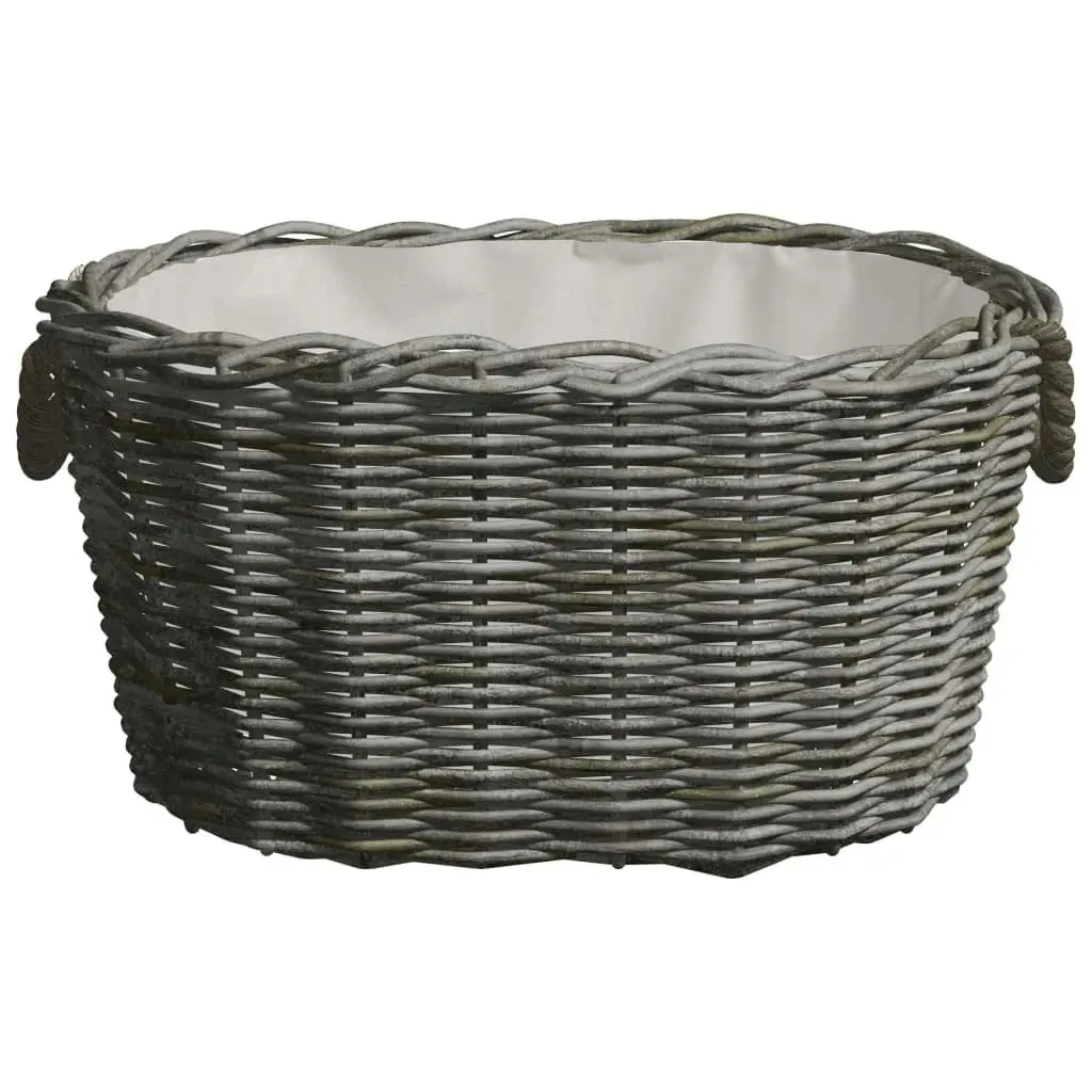 Firewood Basket with Carrying Handles 59x42x28 cm Grey Willow 286985