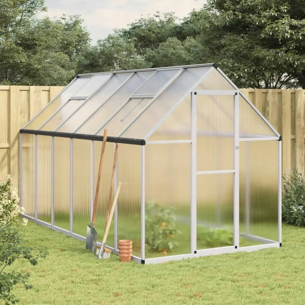 Greenhouse with Base Frame Silver 334x169x195 cm Aluminium 3266326