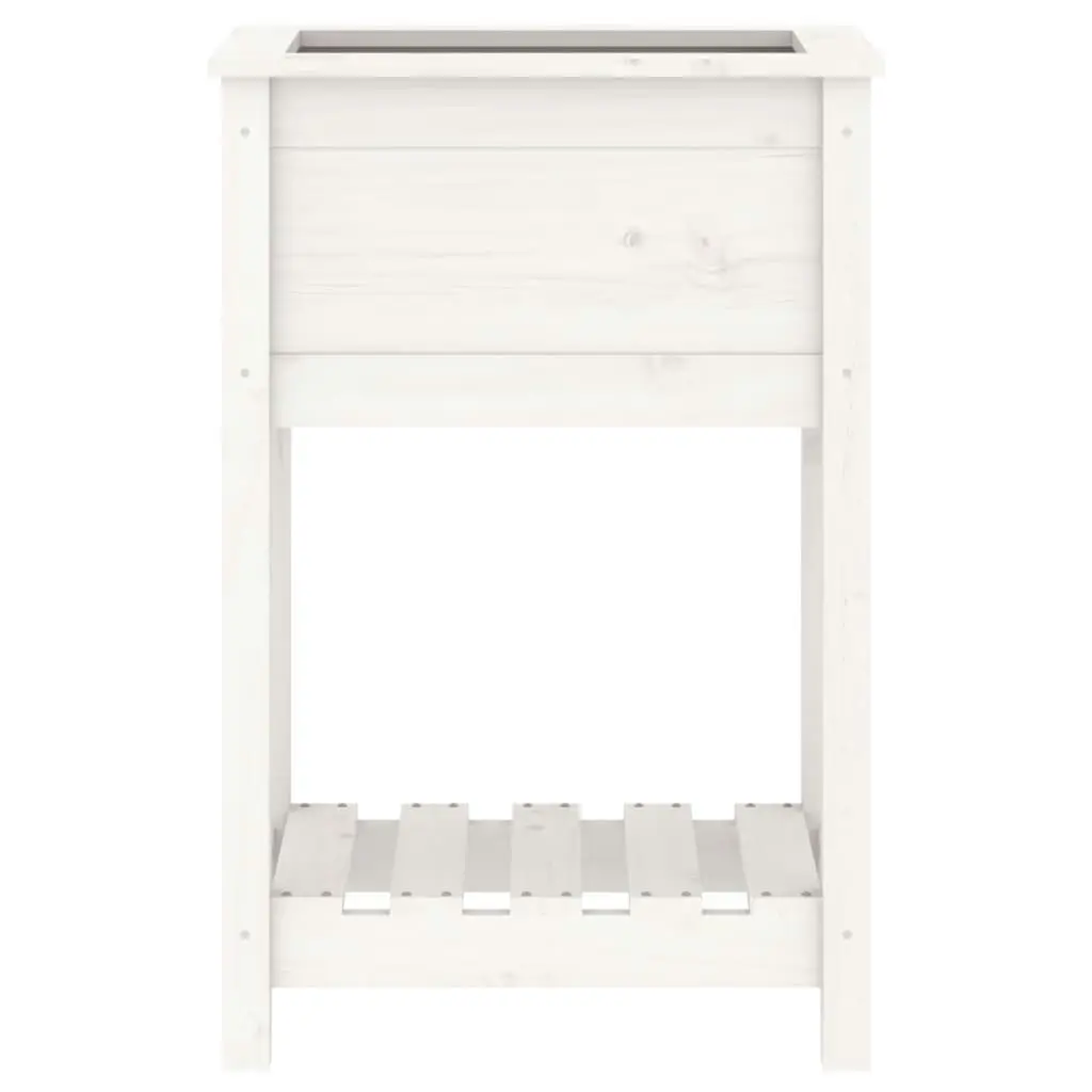 Planter with Shelf White 54x34.5x81 cm Solid Wood Pine 823753