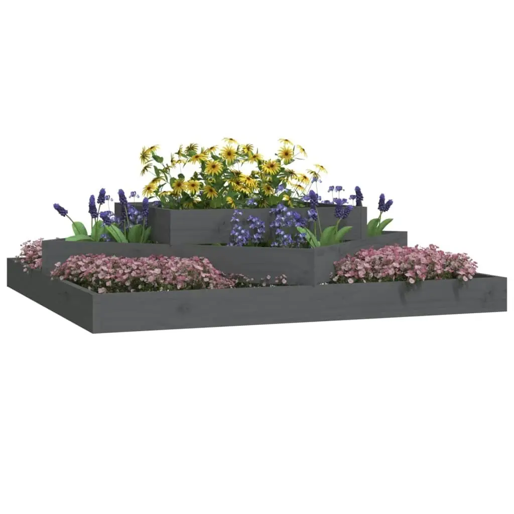 Planter Grey 112x112x27 cm Solid Wood Pine 823887