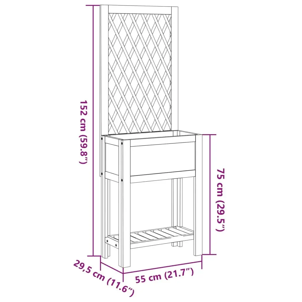 Planter with Trellis and Shelf 55x29.5x152 cm Solid Wood Acacia 364898