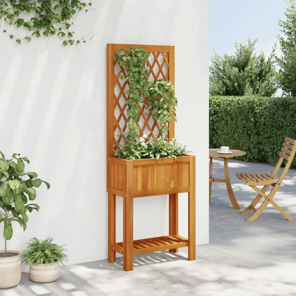 Planter with Trellis and Shelf 55x29.5x152 cm Solid Wood Acacia 364898