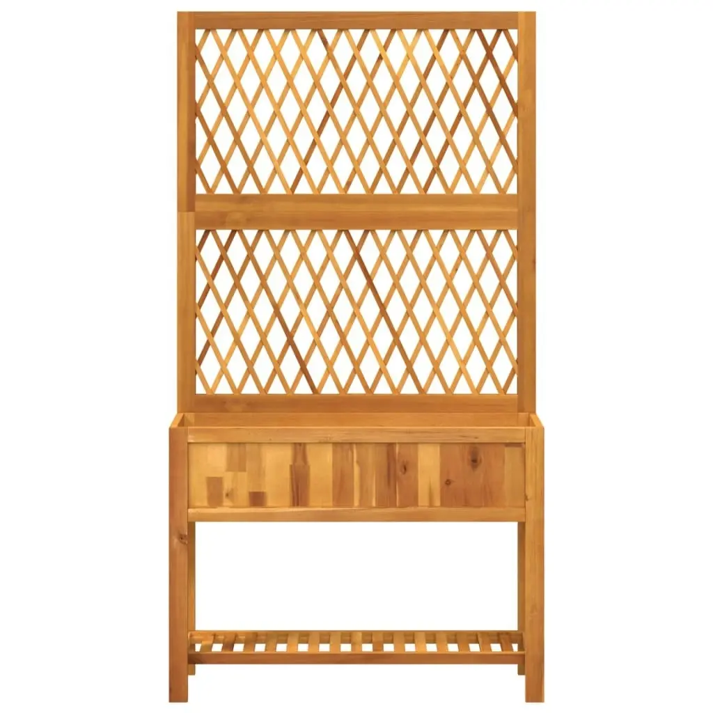 Planter with Trellis and Shelf 100x32x185 cm Solid Wood Acacia 364899