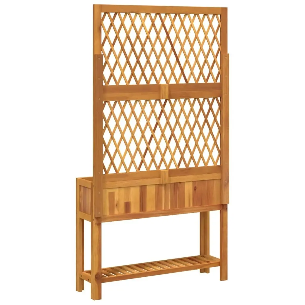 Planter with Trellis and Shelf 100x32x185 cm Solid Wood Acacia 364899