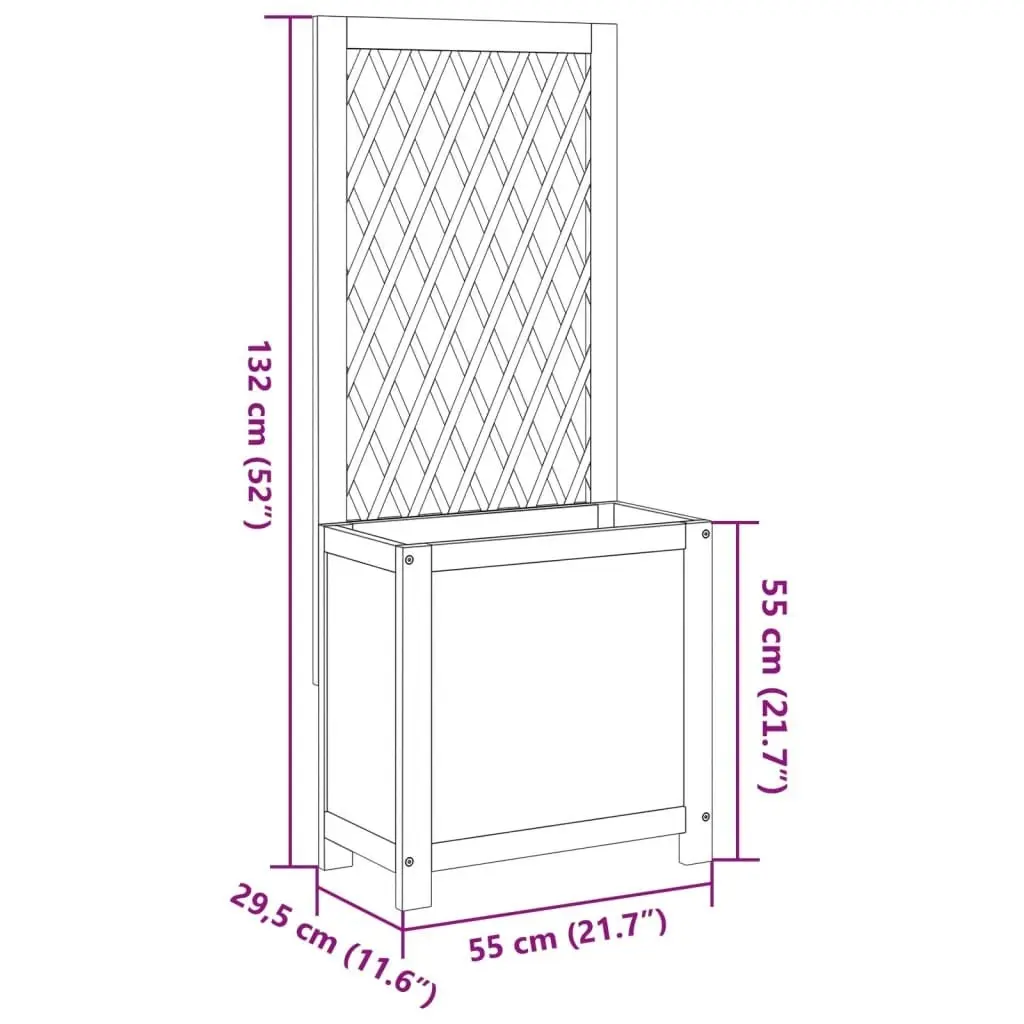 Planter with Trellis 55x29.5x132 cm Solid Wood Acacia 364900