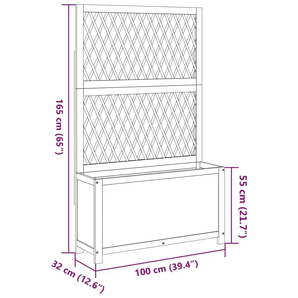 Planter with Trellis 100x32x165 cm Solid Wood Acacia 364901