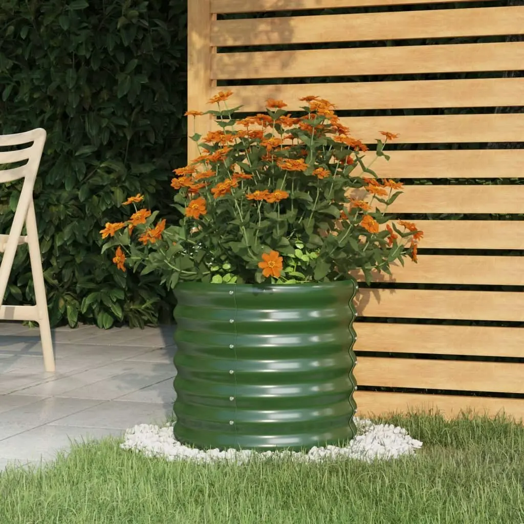 Garden Planter Powder-coated Steel 40x40x36 cm Green 318843