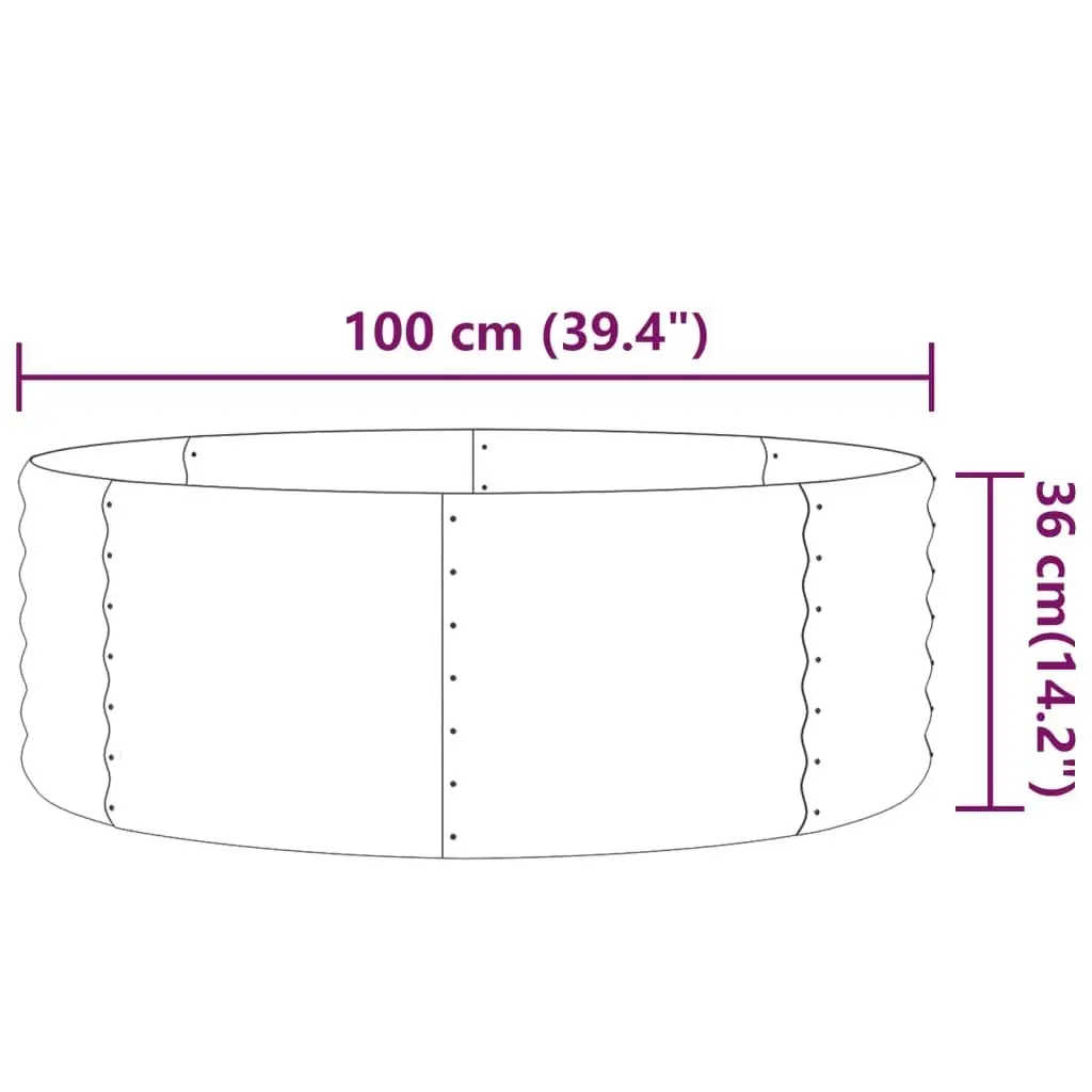 Garden Raised Bed Powder-coated Steel 100x100x36 cm Silver 318987