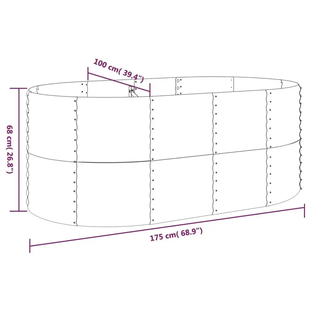 Garden Raised Bed Powder-coated Steel 175x100x68 cm Anthracite 319061