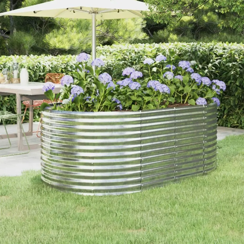 Garden Raised Bed Powder-coated Steel 175x100x68 cm Silver 319062