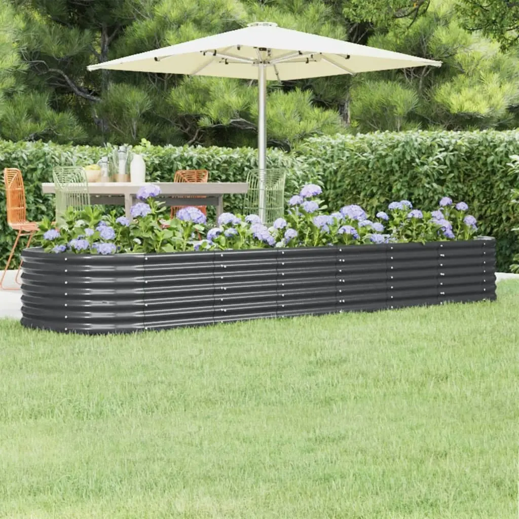 Garden Raised Bed Powder-coated Steel 296x80x36 cm Anthracite 318926