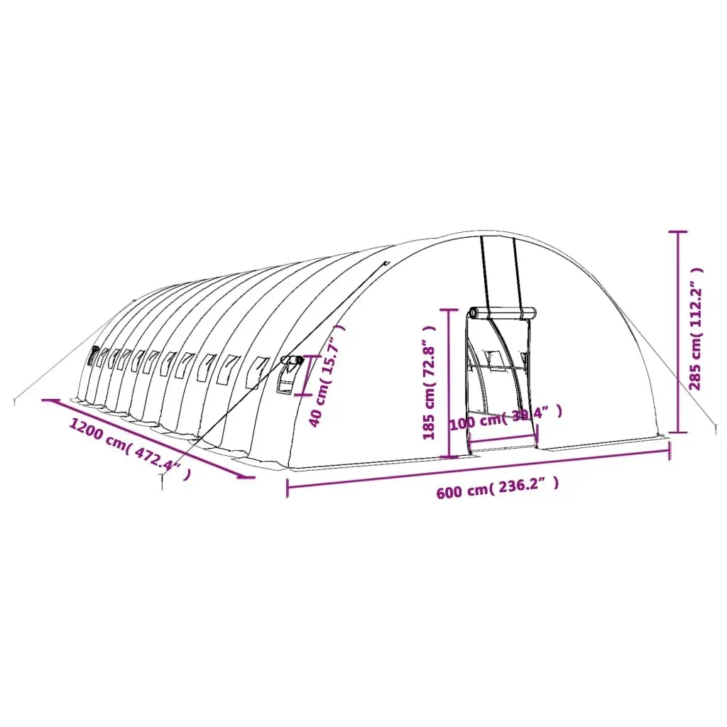 Greenhouse with Steel Frame White 72 mÂ² 12x6x2.85 m 3188120