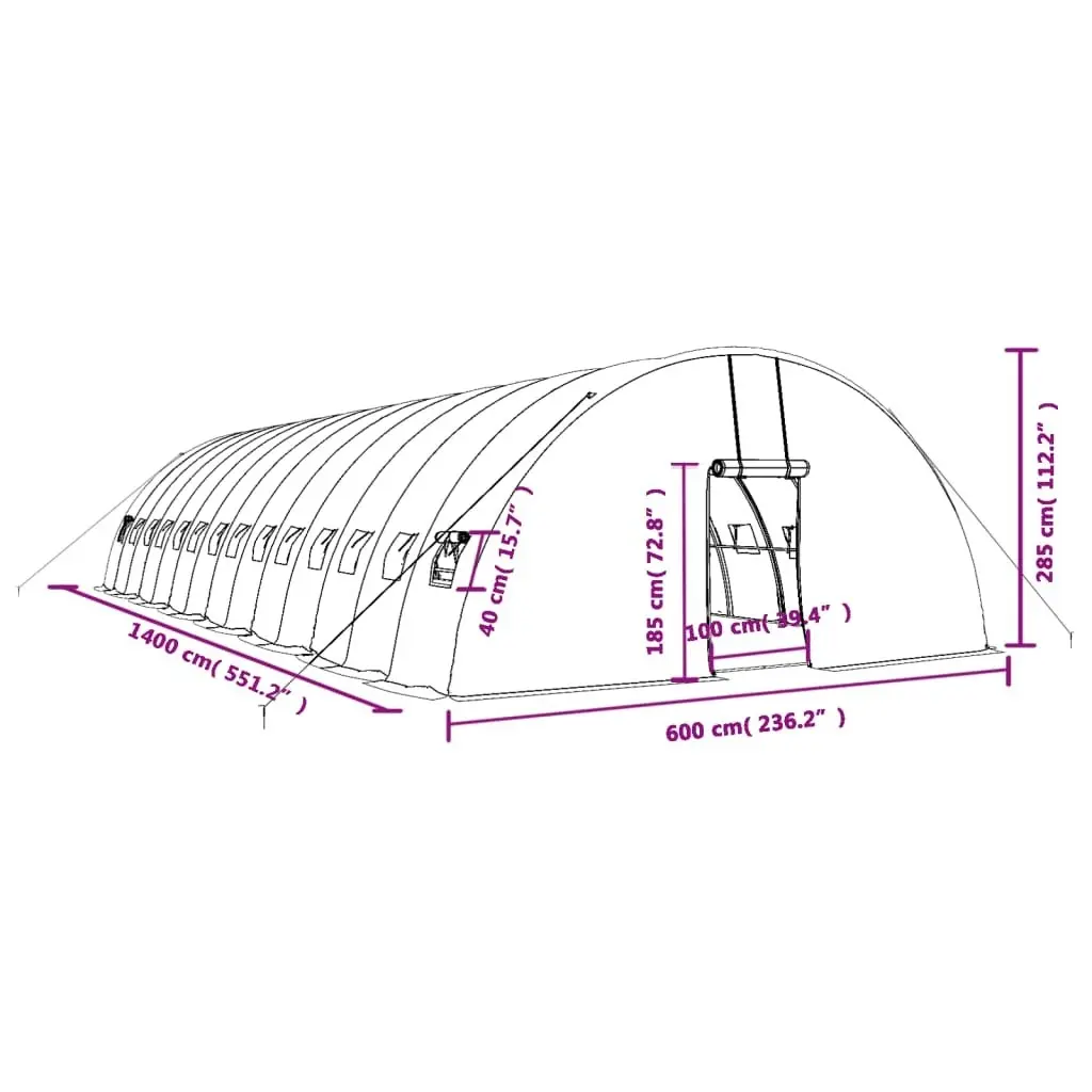 Greenhouse with Steel Frame Green 84 mÂ² 14x6x2.85 m 3188110