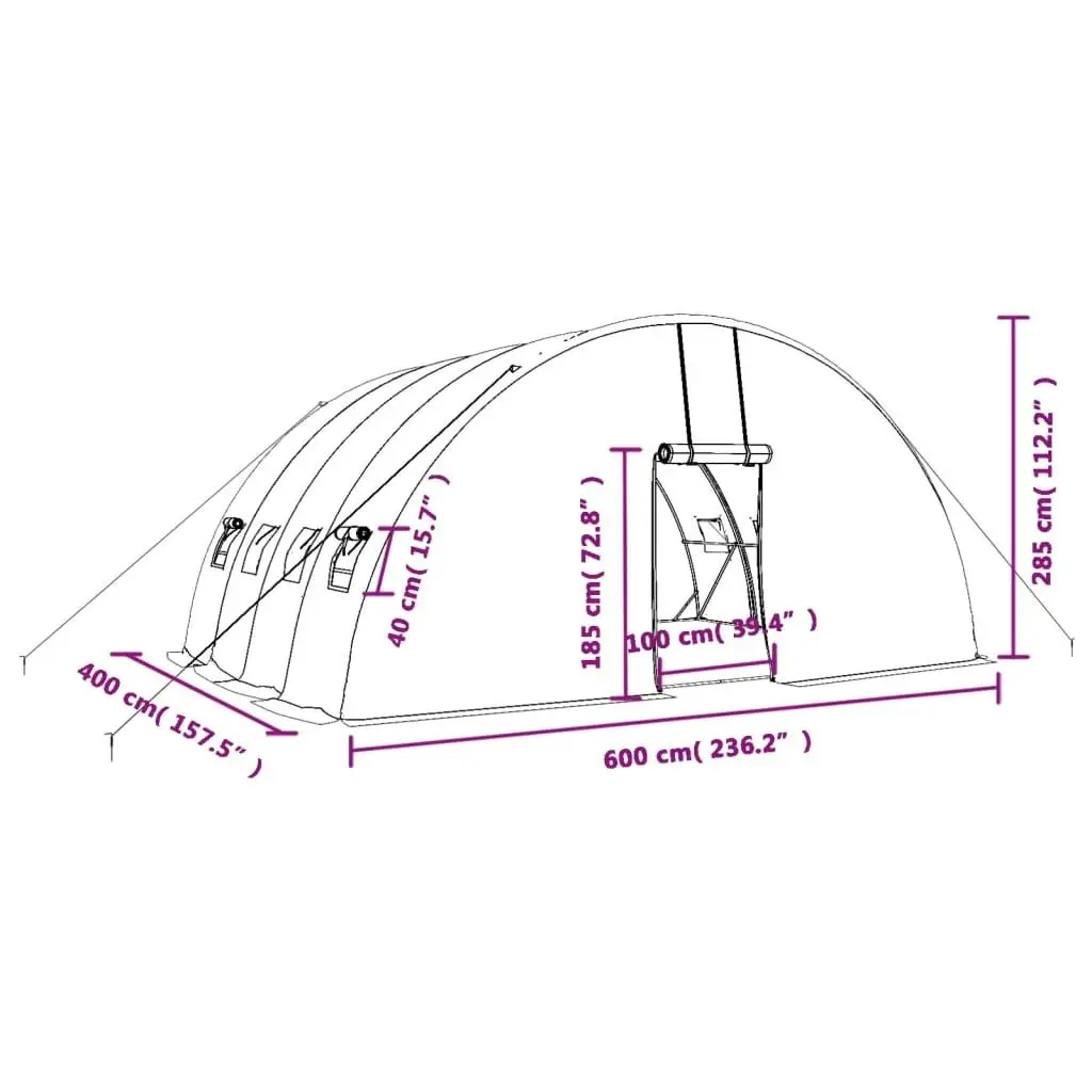 Greenhouse with Steel Frame Green 24 mÂ² 6x4x2.85 m 3188105