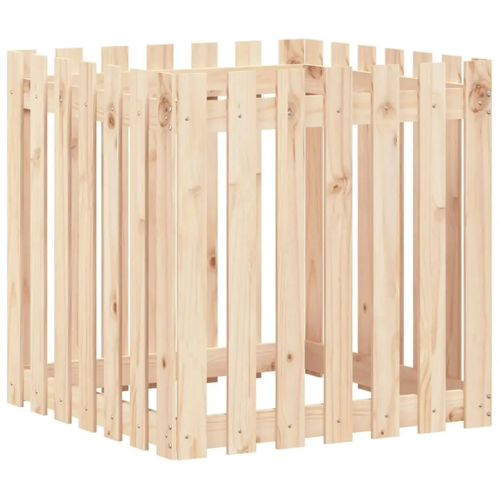 Garden Planter with Fence Design 70x70x70 cm Solid Wood Pine 832462