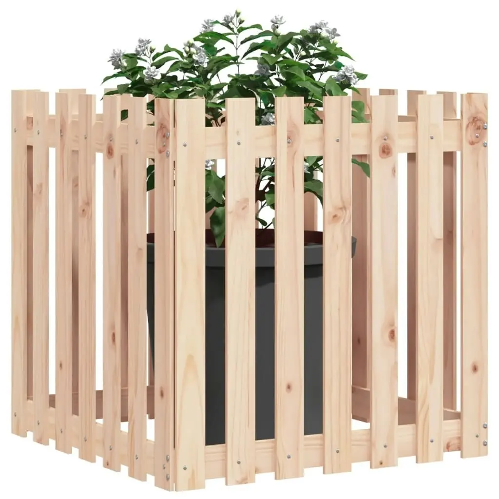 Garden Planter with Fence Design 70x70x70 cm Solid Wood Pine 832462