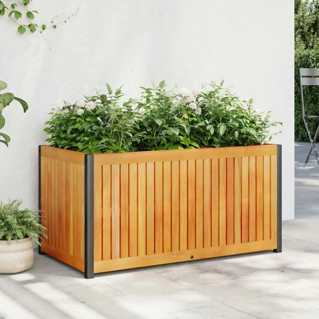 Garden Planter 85x45x44 cm Solid Wood Acacia and Steel 367611