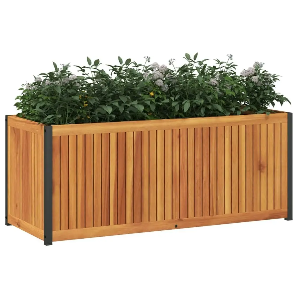 Garden Planter 110x45x44 cm Solid Wood Acacia and Steel 367612