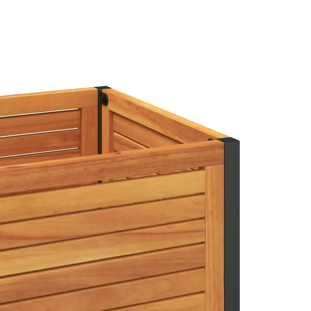 Garden Planter with Shelf 45x45x80 cm Solid Wood Acacia and Steel 367616