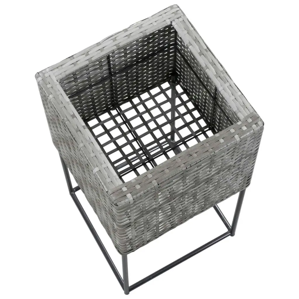 Garden Raised Beds 3 pcs Poly Rattan Grey 46943