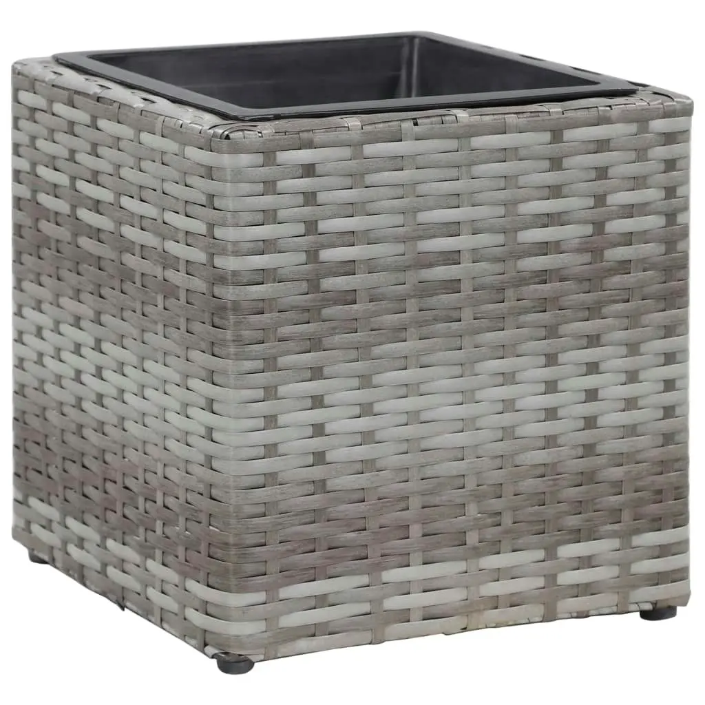 Garden Raised Beds 3 pcs Poly Rattan Grey 46943