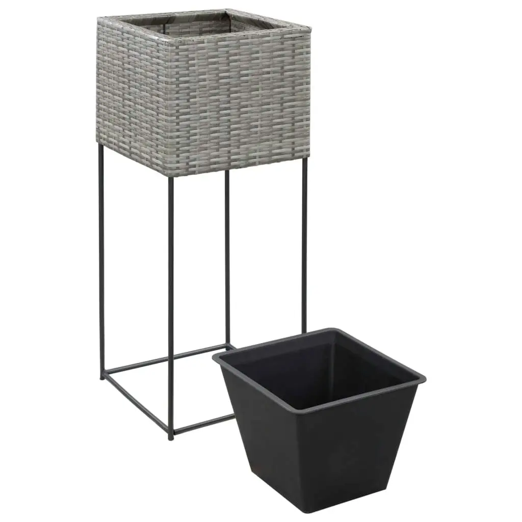 Garden Raised Beds 3 pcs Poly Rattan Grey 46943