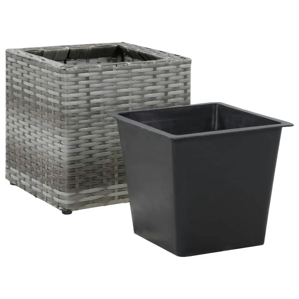 Garden Raised Beds 3 pcs Poly Rattan Grey 46943