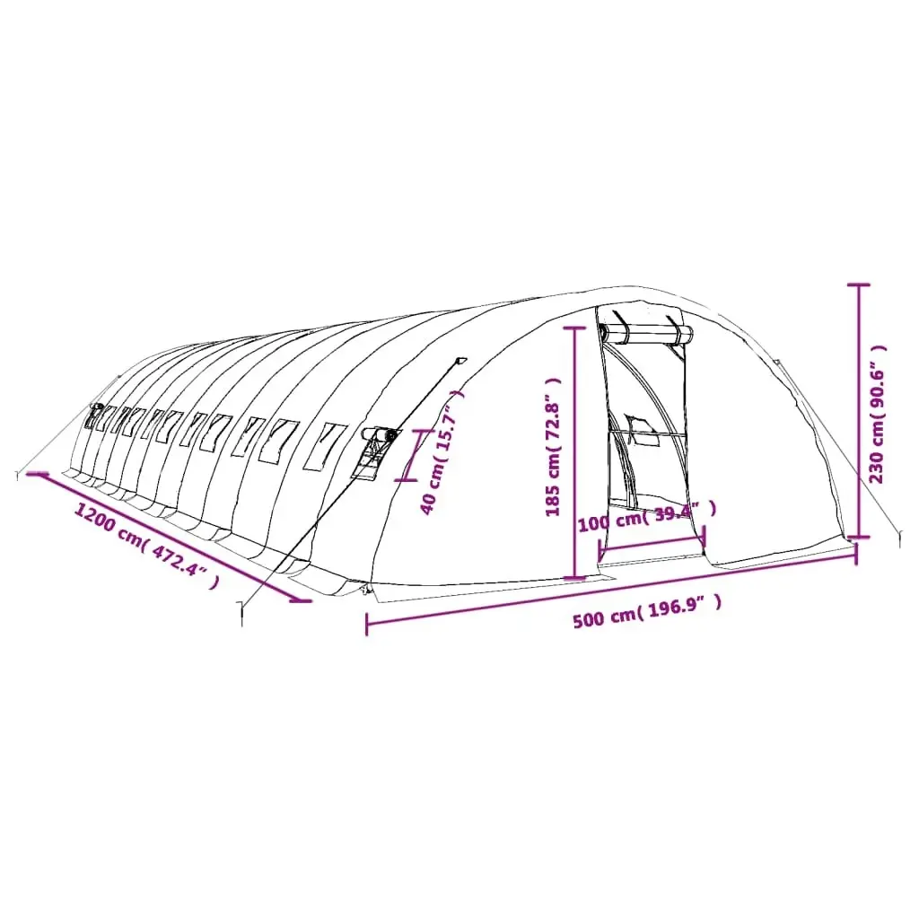 Greenhouse with Steel Frame Green 60 m² 12x5x2.3 m 3188087