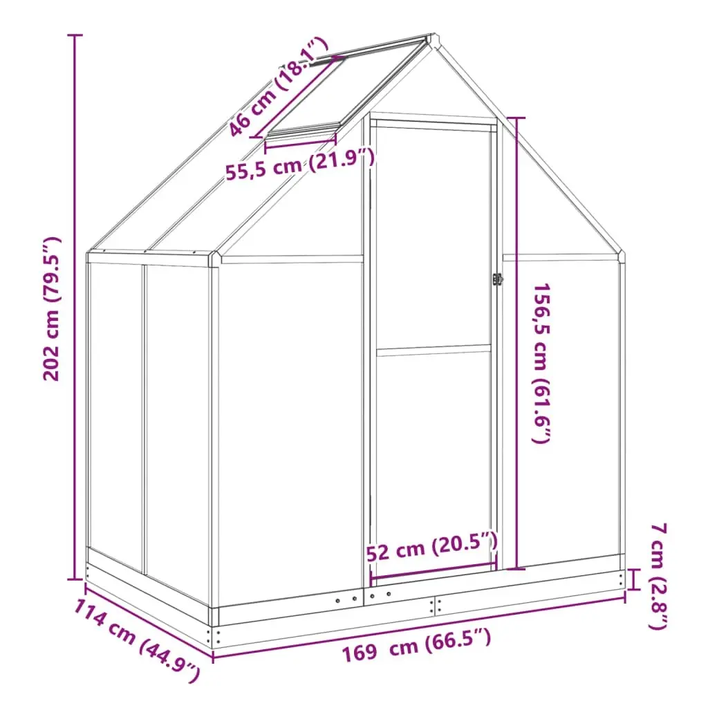 Greenhouse with Base Frame Anthracite 169x114x202 cm Aluminium 4005827