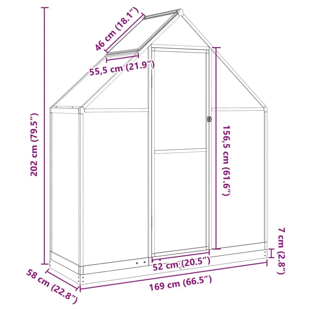 Greenhouse with Base Frame Anthracite 169x58x202 cm Aluminium 4005821