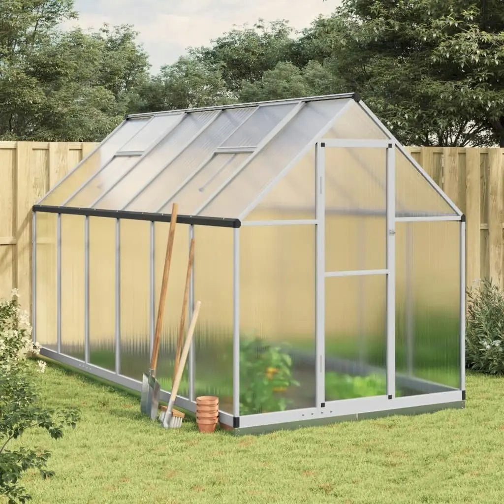 Greenhouse with Base Frame Silver 334x169x202 cm Aluminium 3266329