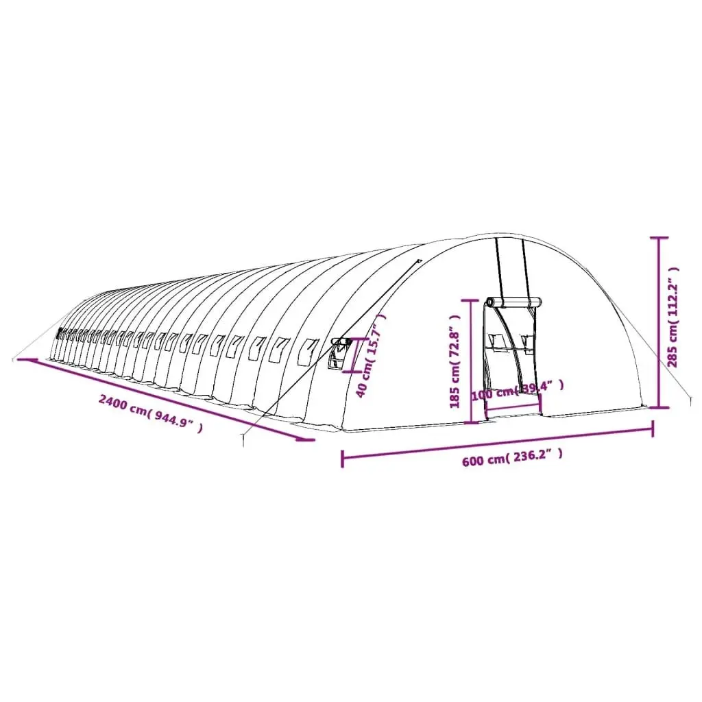 Greenhouse with Steel Frame Green 144 mÂ² 24x6x2.85 m 3188115