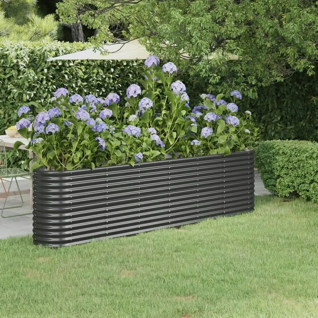 Garden Raised Bed Powder-Coated Steel 260x40x68 cm Anthracite 318906