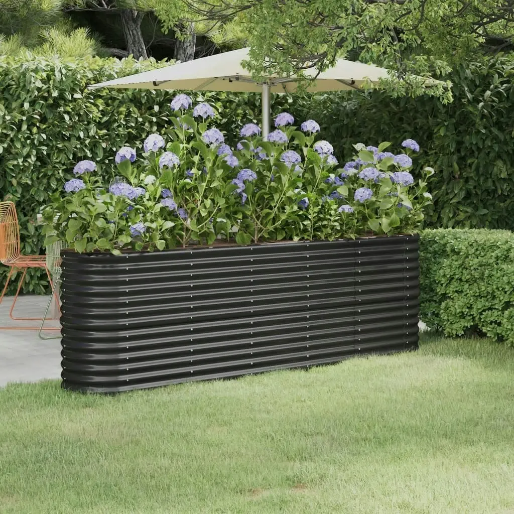 Garden Raised Bed Powder-Coated Steel 224x40x68 cm Anthracite 318901