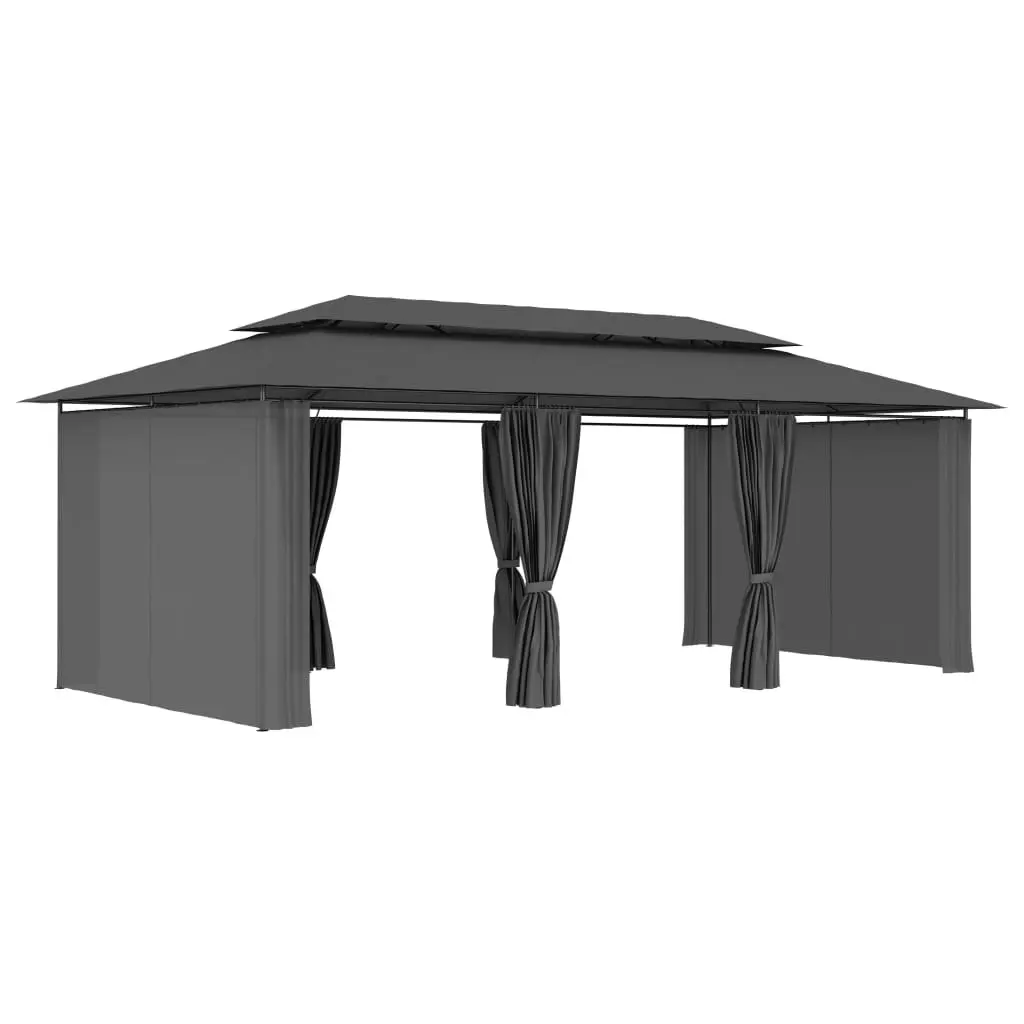 Gazebo with Curtains 600x298x270 cm Anthracite 47966