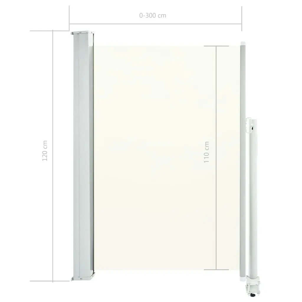 Patio Retractable Side Awning 120 x 300 cm Cream 45188