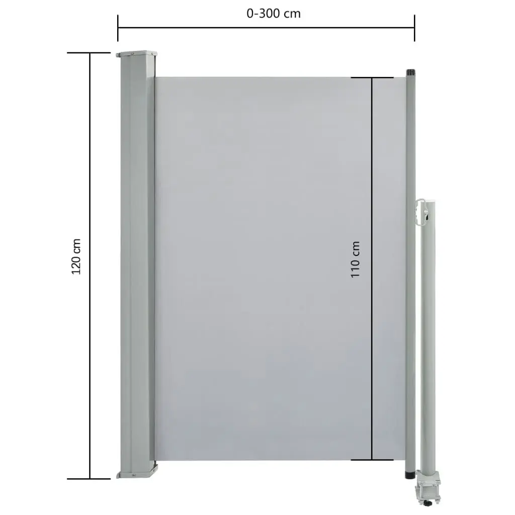 Patio Retractable Side Awning 120 x 300 cm Grey 45189