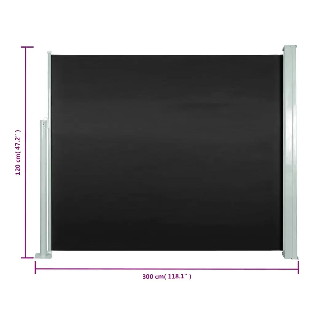 Retractable Side Awning 120 x 300 cm Black 45359