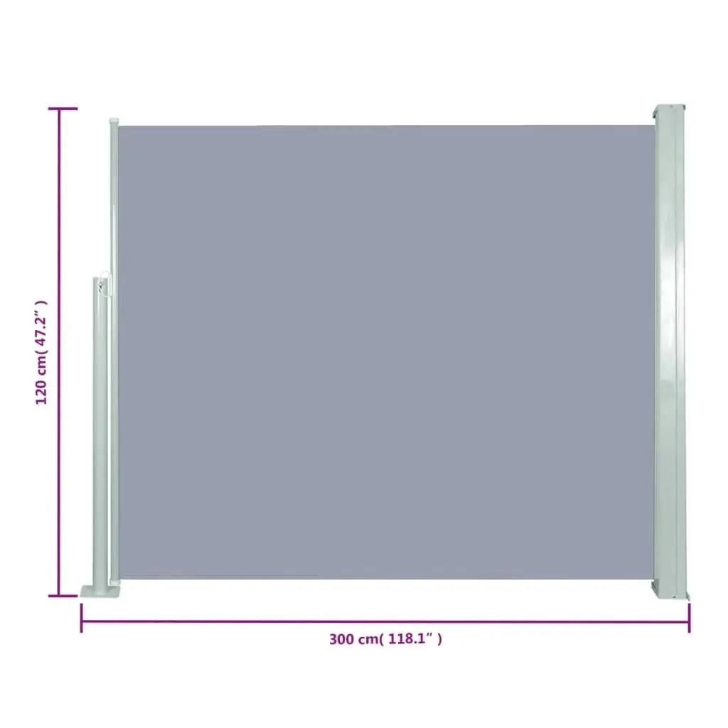 Retractable Side Awning 120 x 300 cm Grey 45363