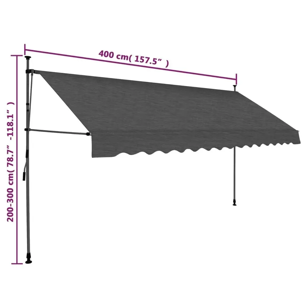 Manual Retractable Awning with LED 400 cm Anthracite 148094