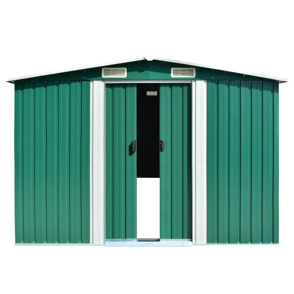 Garden Shed 257x489x181 cm Metal Green 143348